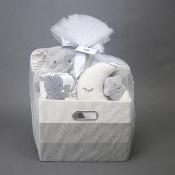 Lambs & Ivy Gray 5-Piece Baby Gift Basket For Baby Shower/Newborn Welcome Home