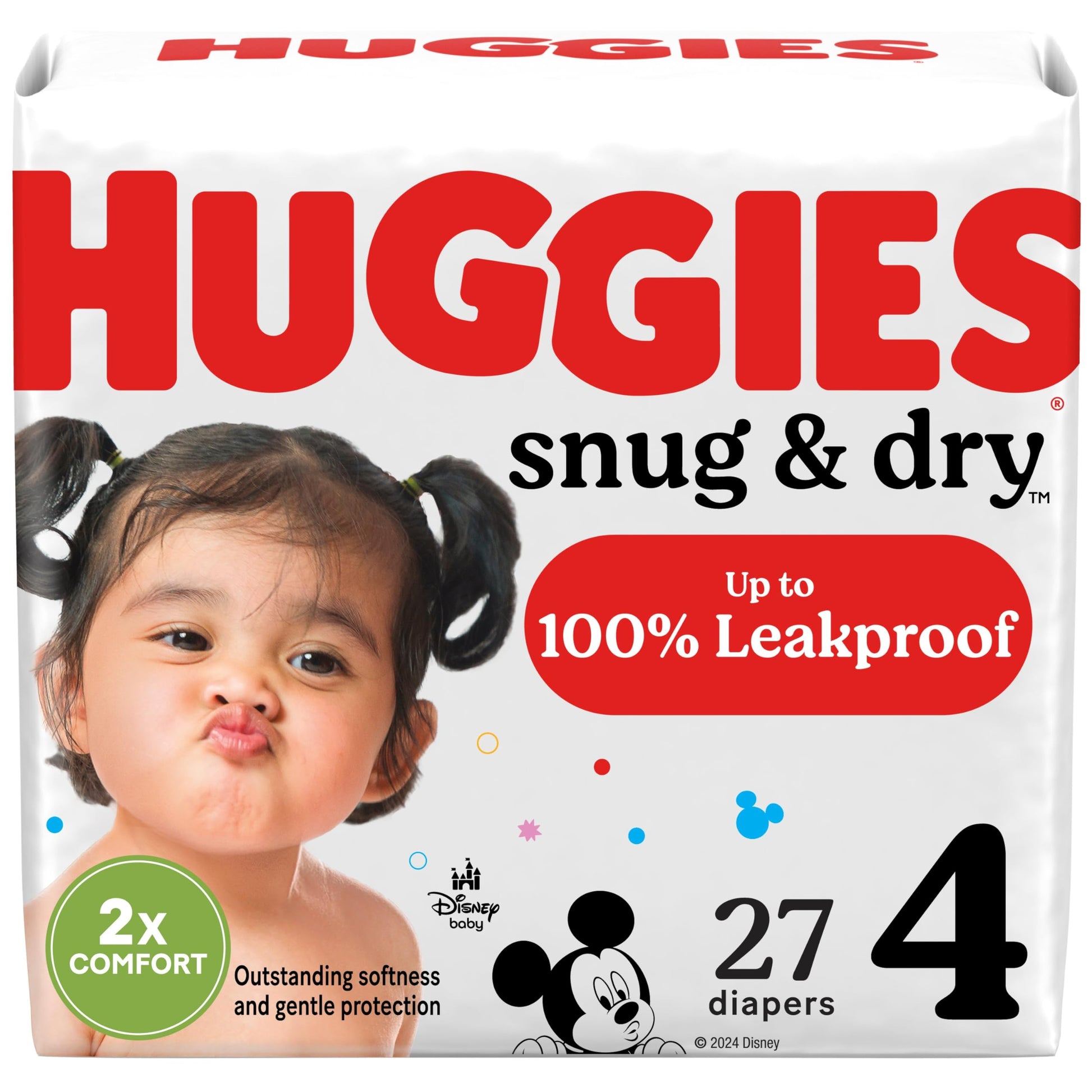 Huggies Size 4 Diapers, Snug & Dry Baby Diapers, Size 4 (22-37 Lbs), 27 Count, Packaging May Vary