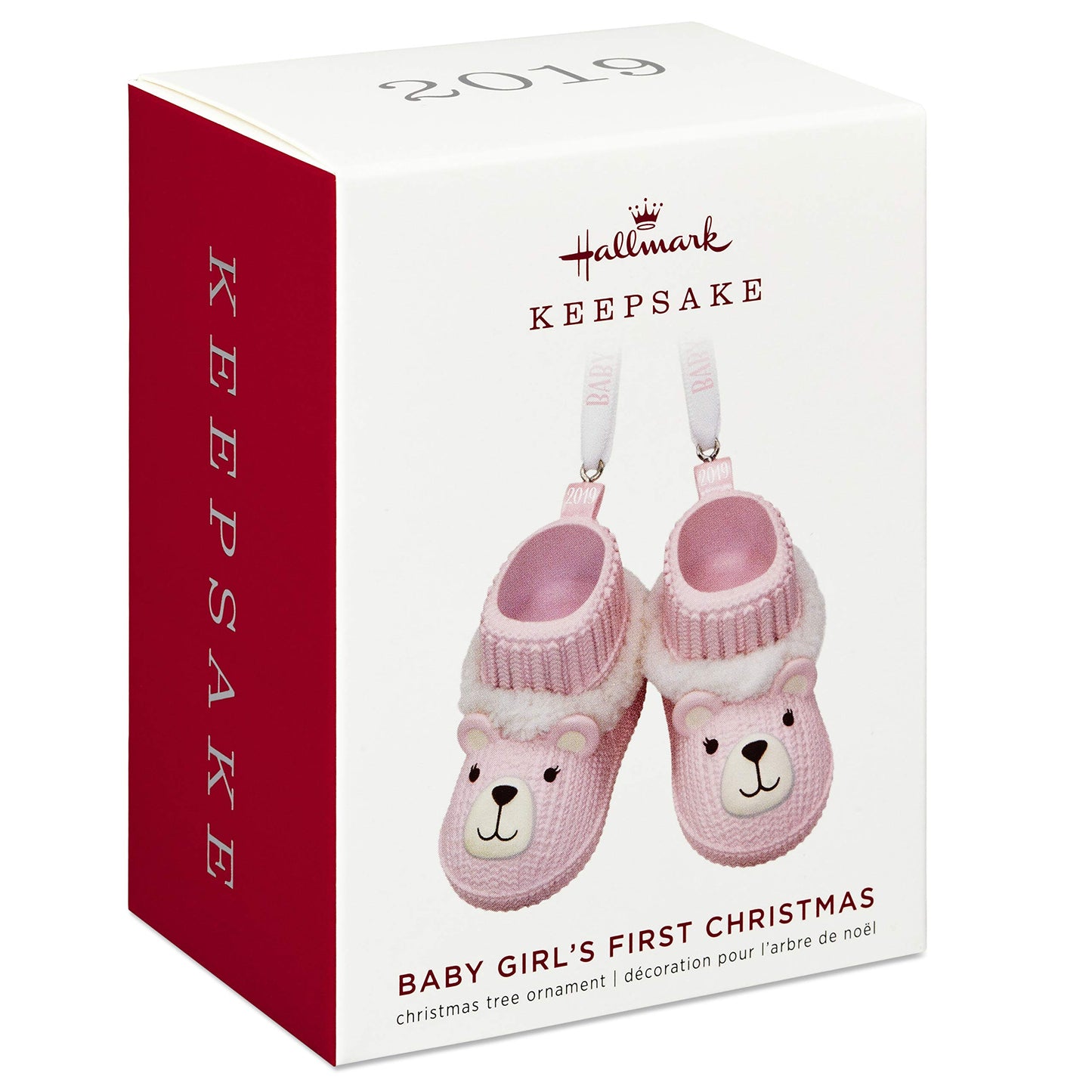 Hallmark Keepsake Christmas Ornament 2019 Year Dated, Baby Girls First Christmas Pink Teddy Bear Booties