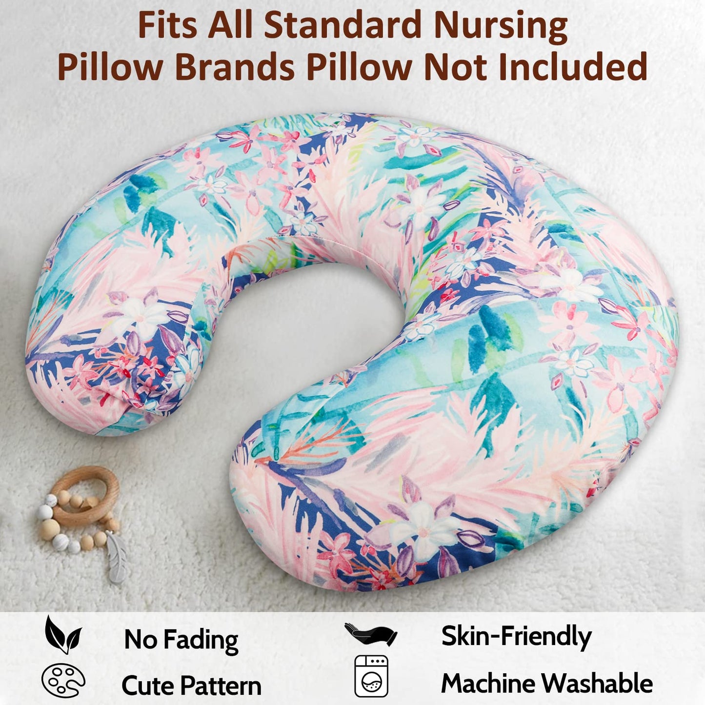 Swesen 2 Pack Nursing Pillow Cover For Baby Girls, Breastfeeding Pillow Slipcover, Soft Stretchy Snug Fits On Infant Nursing Pil