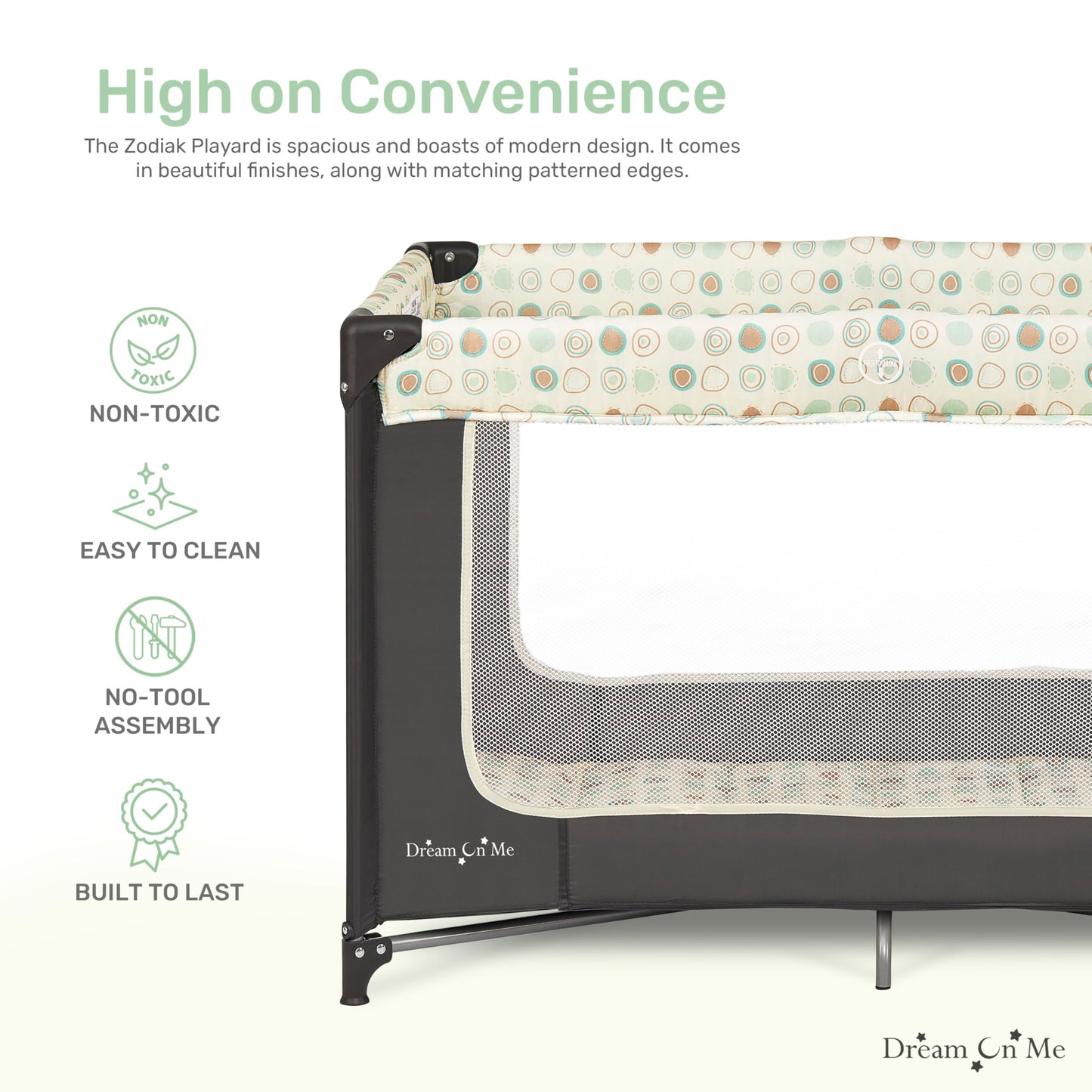 Dream On Me Zodiak Portable Playard In Grey, Lightweight, Packable And Easy Setup Baby Playard, Breathable Mesh Sides And Soft F