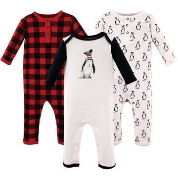 Hudson Baby Unisex Baby Cotton Coveralls, Penguin, 12-18 Months