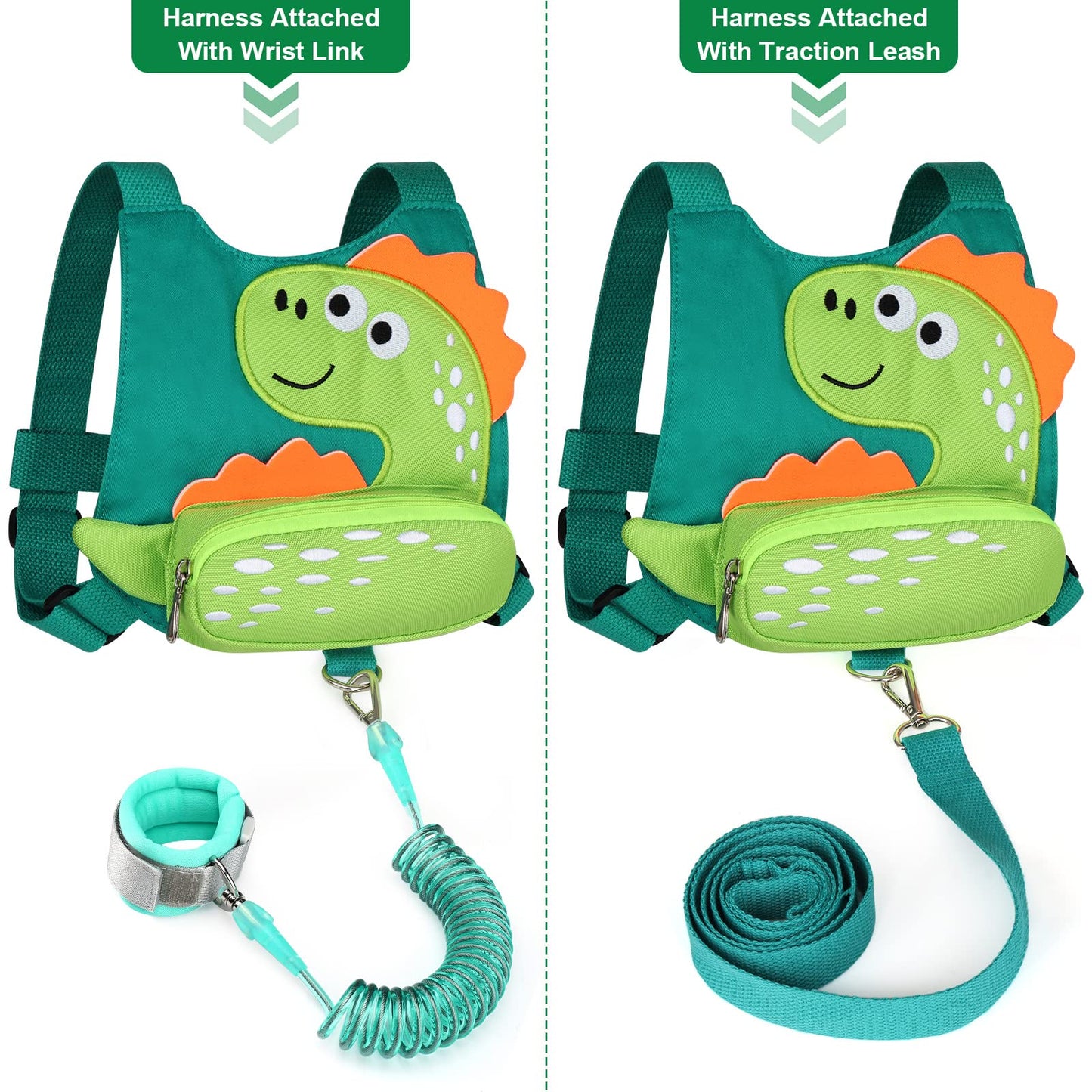 Toddler Harness Leash With Anti Lost Wrist Link, Accmor Cute Dinosaur Kids Harness Children Leash, Adorable Anti Lost Leash Walk