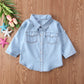 Honganda Fashion Kids Toddler Baby Boy Girl Adjustable Sleeve Denim Shirt Tops Blouse (Denim, 6-12 Months)
