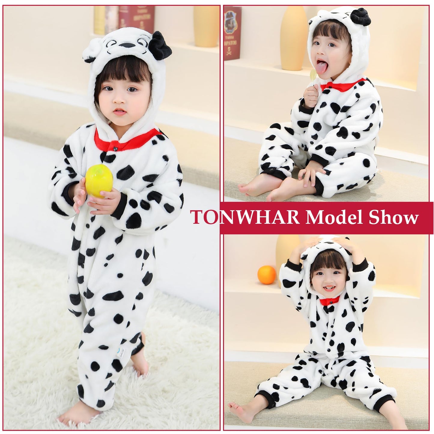 Tonwhar Unisex Baby Animal Halloween Costume Kid'S And Toddler'S Autumn Winter Outfits Jumpsuit(6-12 Months,Cute Dog)