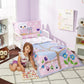 Everyday Kids 4 Piece Toddler Bedding Set - Owls - Soft 100% Cotton Percale - Includes Comforter, Flat Sheet, Fitted Sheet And R