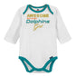 Nfl Baby Girls' 3Pc Bodysuit, Footed Pant, & Cap Set, Miami Dolphins, 6-9 Months