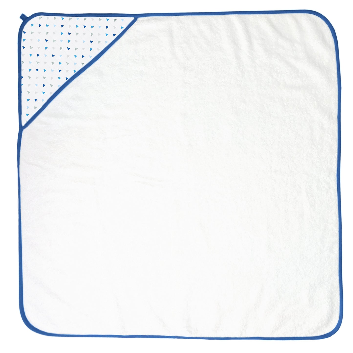 Swaddledesigns Cotton Terry Baby Hooded Towel, Tiny Triangle Shimmer, Blue