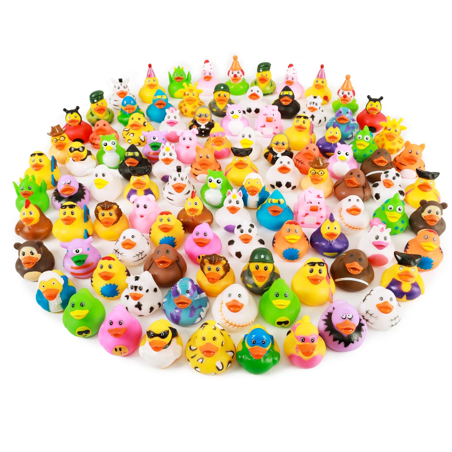 XY-WQ 100 Pack Rubber Duck for Jeeps Ducking - 2.3 Inch Bulk Floater Duck for Kids - Baby Bath Toy Assortment - Party Favors, Bi