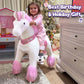 PonyCycle Official Classic U Series Ride on Horse Toy Plush Walking Animal Pink Unicorn Size 4 for Age 4-8 Ux402