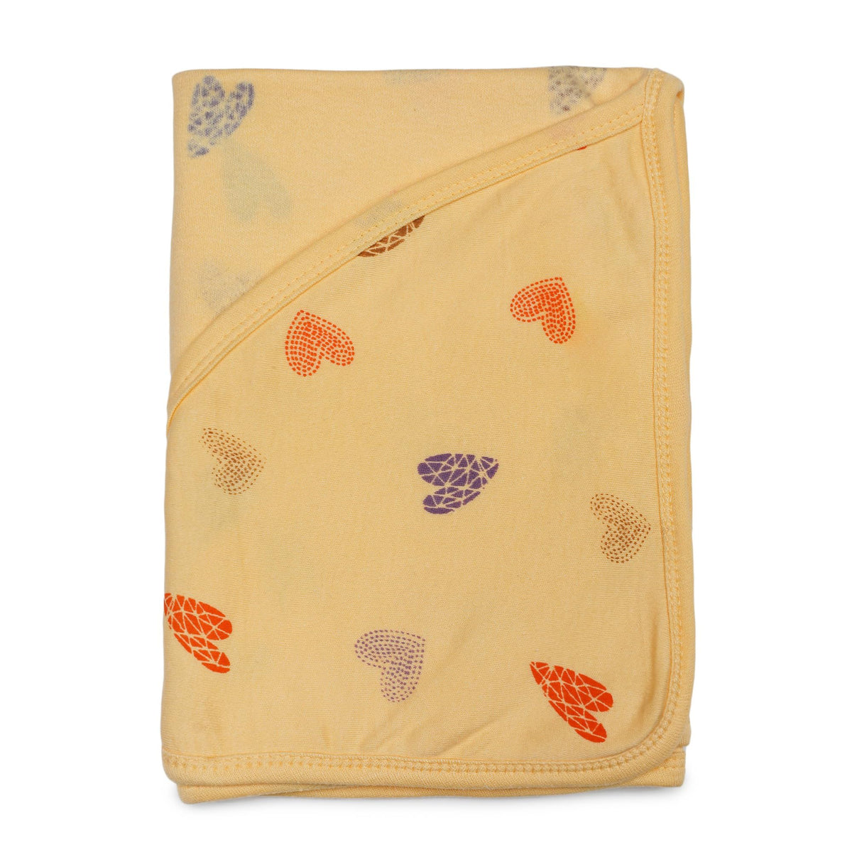 Phedarus Cotton Hosiery Printed Baby Hooded Towel/Wrapper | Big Size 75cms x 75cms | 02 Years | Orange | Soft and Skin Friendly