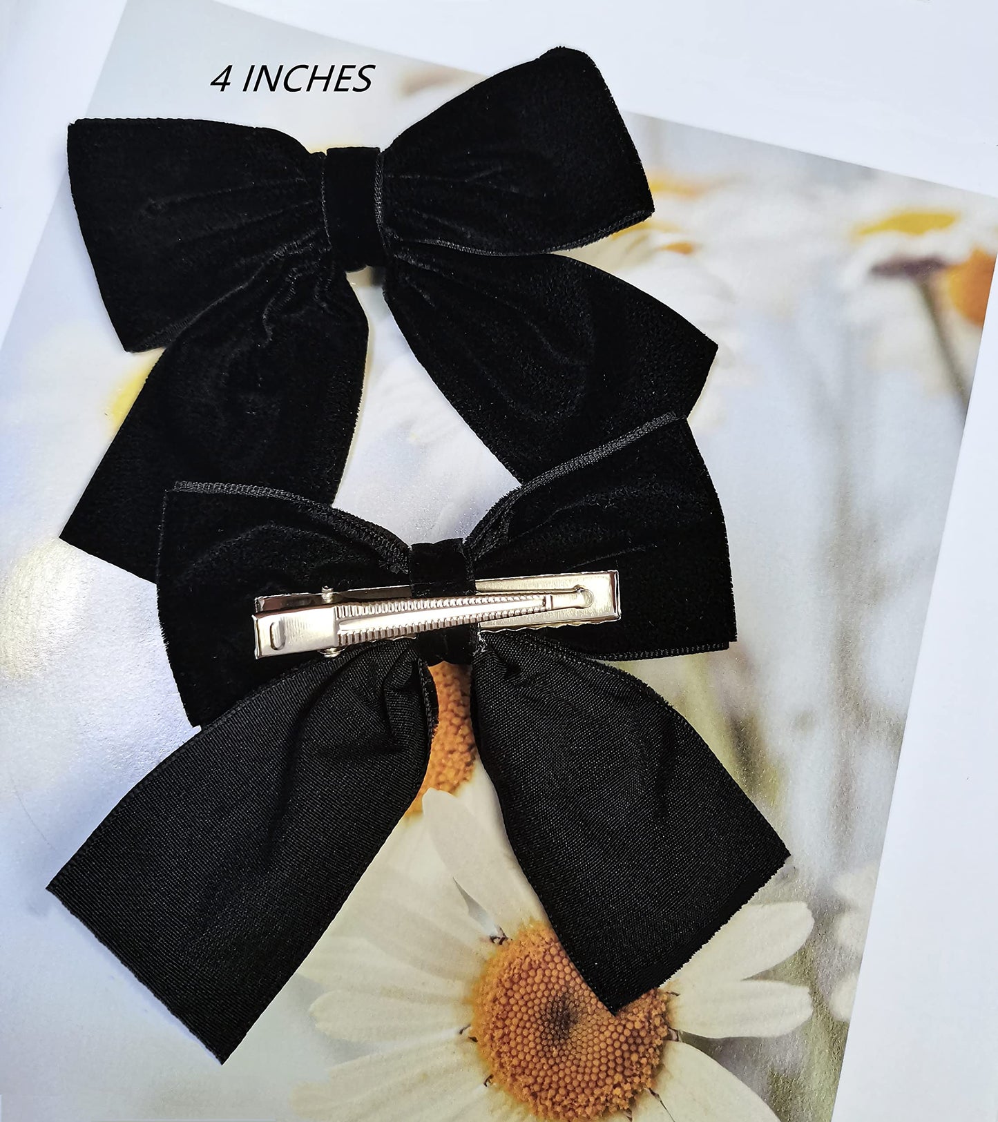 Hjiaruiky Hair Bows, 2Pcs Handmade Velvet Bows For Girls Toddlers, Light Weight Hair Clips, Sturdy Alligator Clips, Black