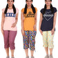 MUKHAKSH (Pack of 3 Sets = 3 Tops + 3 Capris Girls Printed Exxport Night Suit Tops + Capris 3/4, Print May Vary