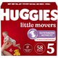 Huggies Size 5 Diapers, Little Movers Baby Diapers, Size 5 (27+ Lbs), 58 Count, Packaging May Vary