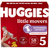 Huggies Size 5 Diapers, Little Movers Baby Diapers, Size 5 (27+ Lbs), 58 Count, Packaging May Vary