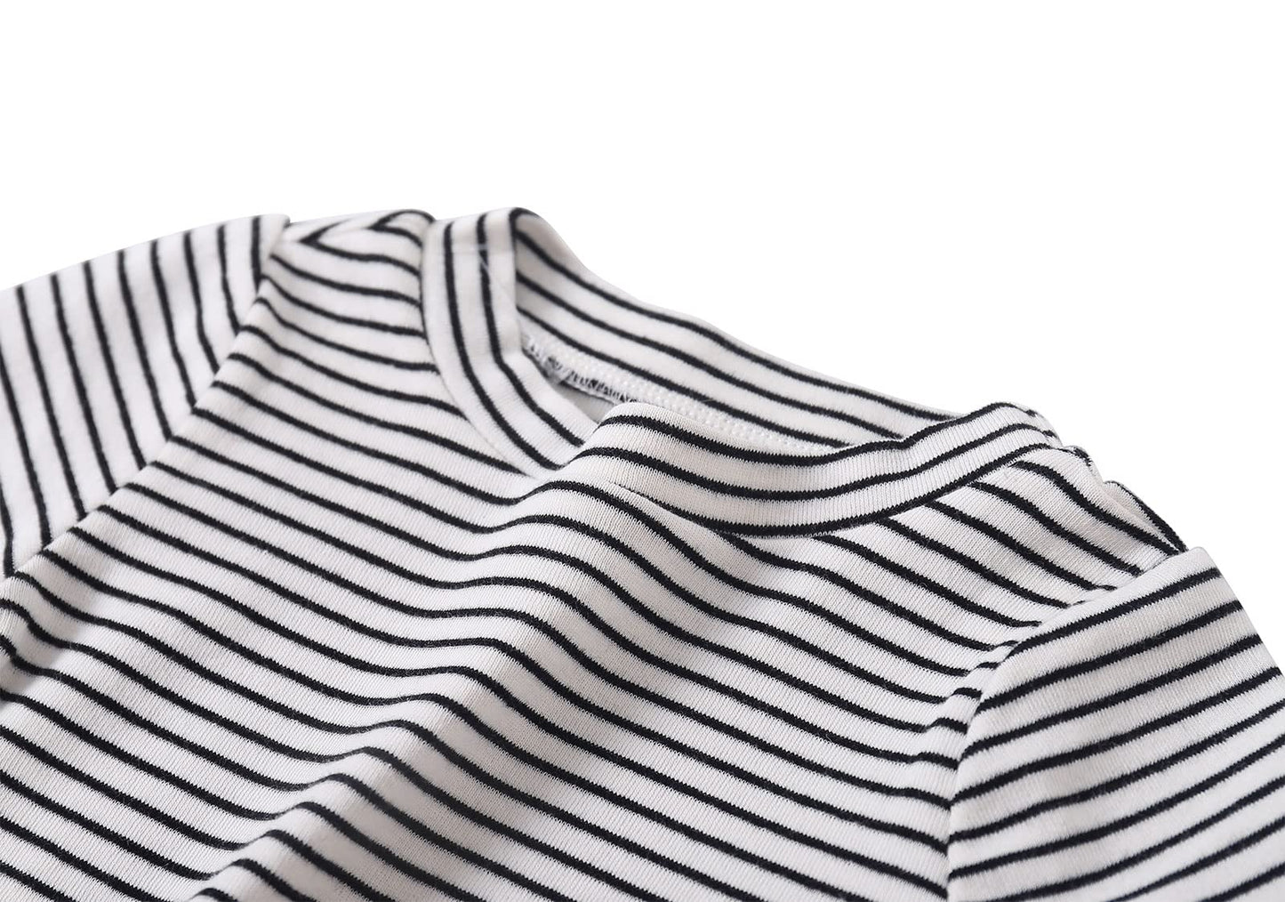 Baby Girls Boys Long Sleeve Tee Shirts Little Kids Cotton Striped Crew Neck Tops (White,6M)
