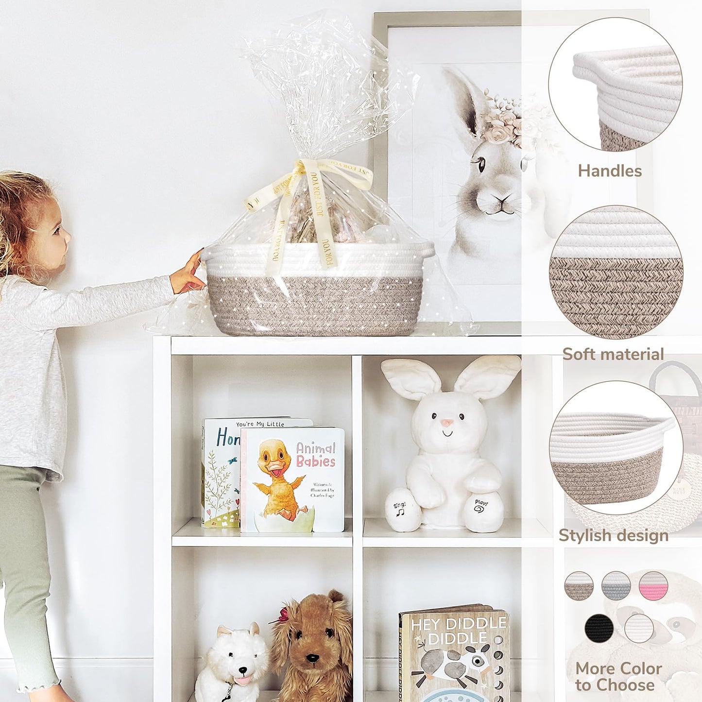 Chicvita Gift Basket Empty To Fill, Woven Baskets For Storage, Small Cute Basket For Baby, Dog Basket, Decorative Basket With Gi