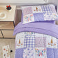 Joyreap 4 Piece Toddler Bedding Set- Purple Butterflies Flowers Patchwork Toddler Comforter Set, Includes Quilted Comforter, Fit