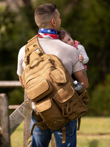 T.O.M Horizons Sling Diaper Bag For Dad; Single-Handed Diaper Changing System. Waterproof Changing Pad, Insulated Bottle Pouches