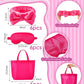 Sintuff 24 Pcs Sleepover Party Supplies For Girls 6 Spa Party Robes 6 Tote Bags 6 Headbands 6 Spa Masks(Size 12,Rose Red)