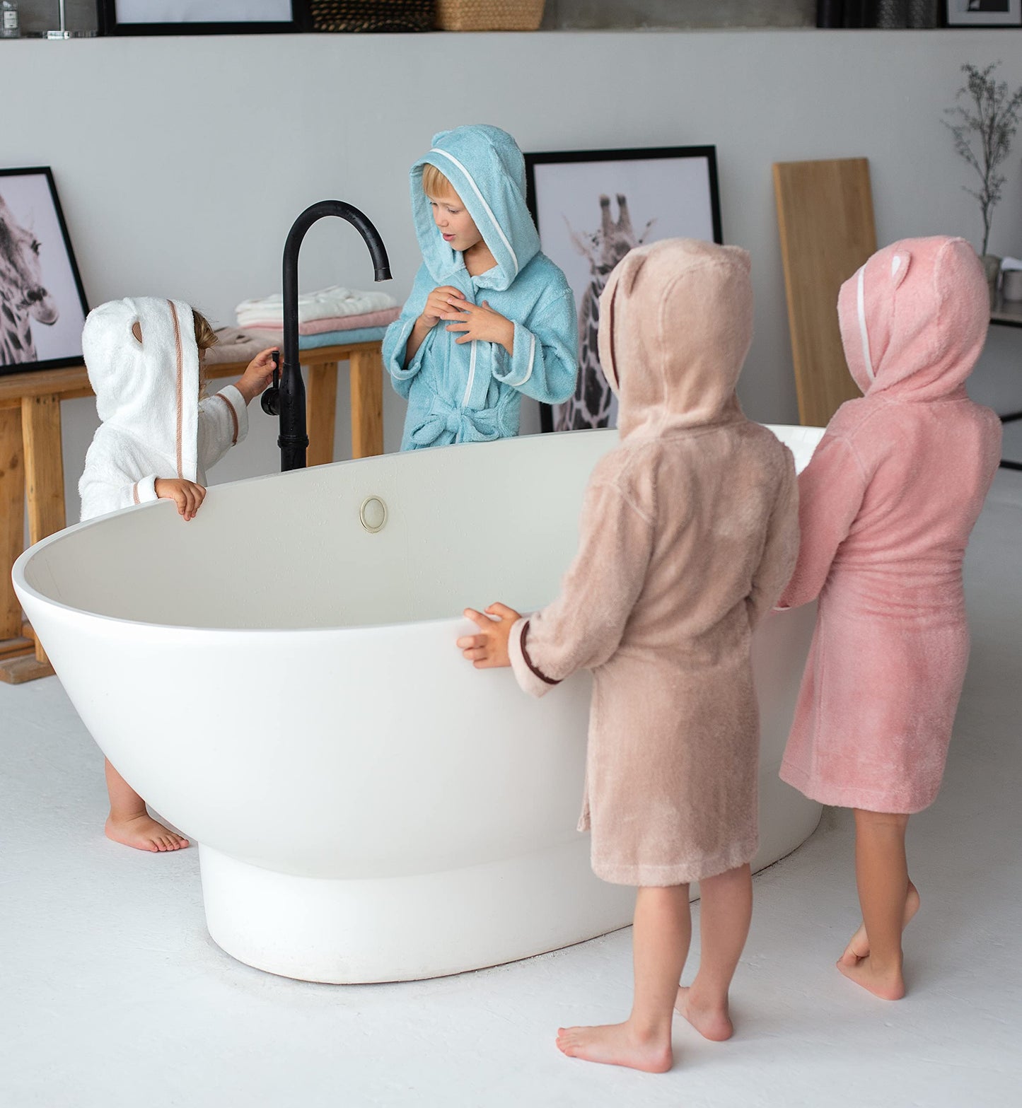 Premium Soft Bath Robe For Toddlers Babies Kids - Organic Bamboo Toddler Robe With Hood - Girls Robe Boys Robe Baby Robe (12-24
