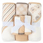 Hooded Baby Bath Towel and Washcloth 6 Piece Set for Newborns, Infants & Toddlers, Boys & Girls Baby Hooded Towels Set (Teddy Be