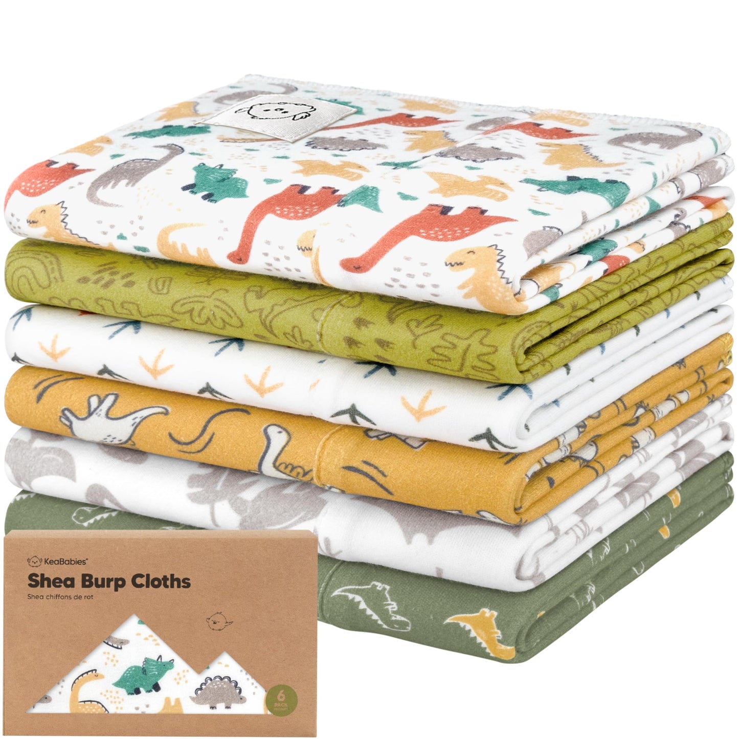 Organic Burp Cloths Baby Boy, Girl - 6-Pack Large Cotton Burping Cloths for Babies, Spit Up Rags, Super Absorbent, Ultra Soft Ne