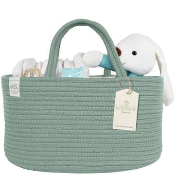 Kiddycare Diaper Caddy Organizer For Baby Nursery Basket With Handle Lid Nursing Caddy With Changing Table Organizer Cart Newbor
