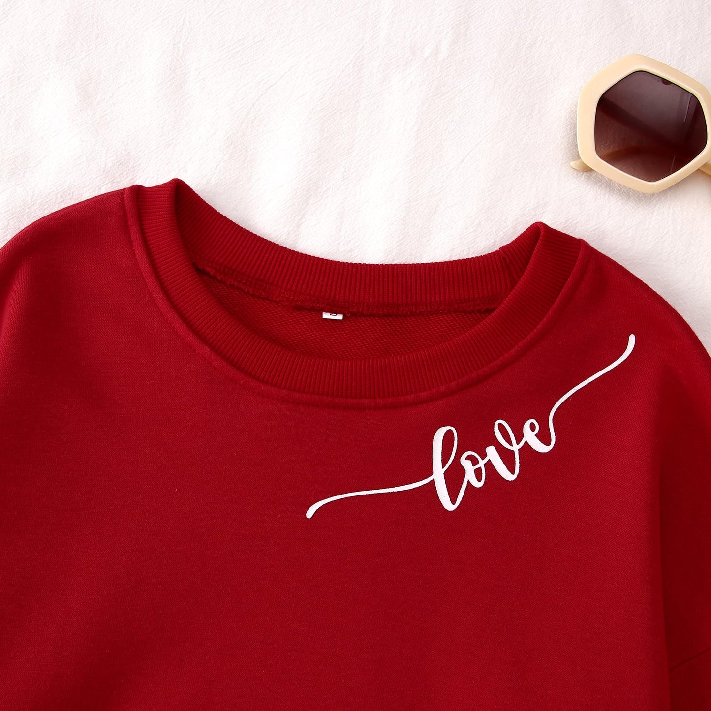 Ritatte Mommy And Me Valentine'S Day Outfit Love Heart Graphic Family Matching Sweatshirt Crewneck Long Sleeve Pullover Top(M, M