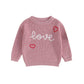 Baby Girl Valentines Day Outfit Love Heart Sweet Long Sleeve Sweater Tshirt Crewneck Tops Fall Winter Clothes (C-Red, 12-18 Mont