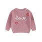 Baby Girl Valentines Day Outfit Love Heart Sweet Long Sleeve Sweater Tshirt Crewneck Tops Fall Winter Clothes (C-Red, 9-12 Month
