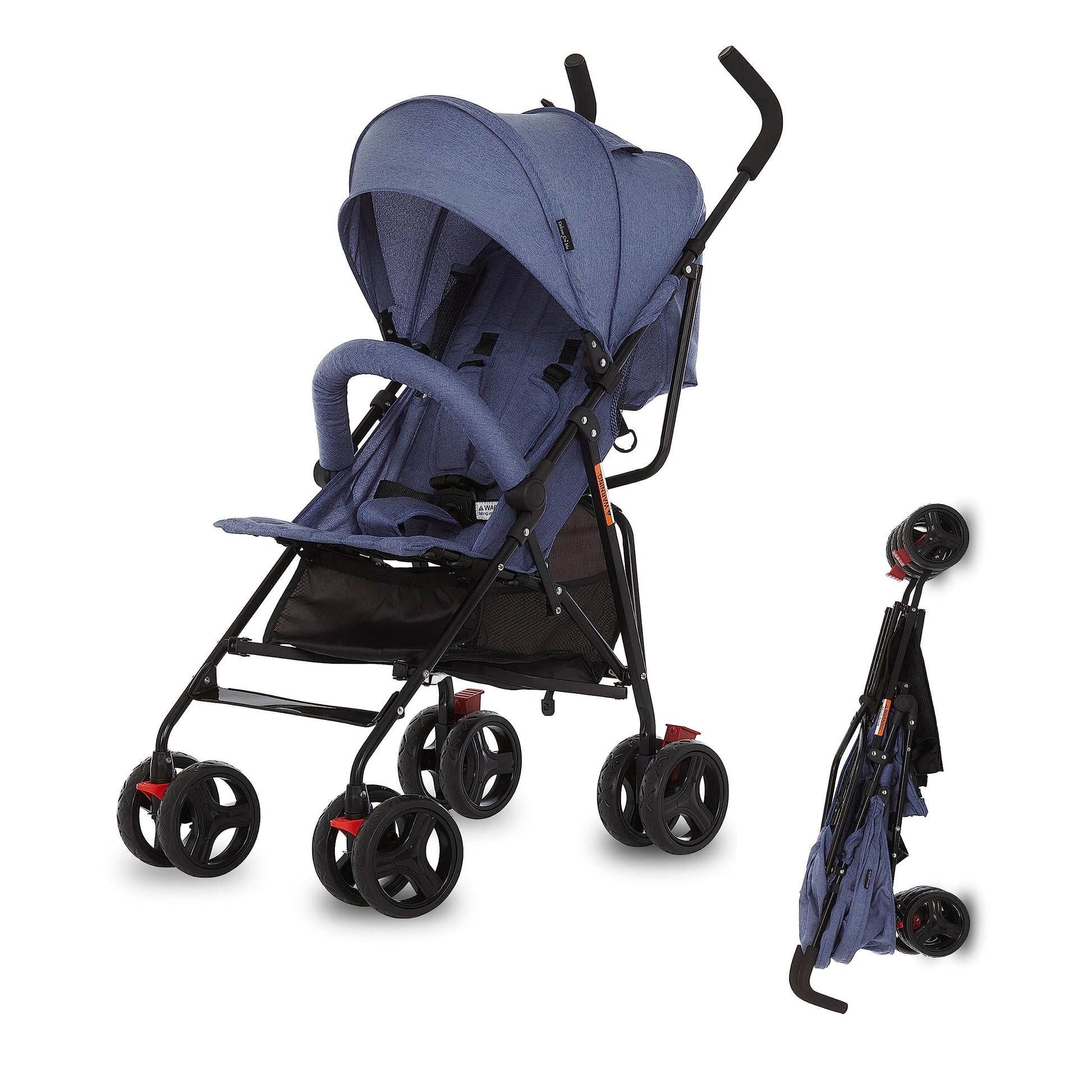 Dream On Me Vista Moonwalk Baby Stroller In Blue, Lightweight Infant Stroller With Compact Fold, Multi-Position Recline Umbrella