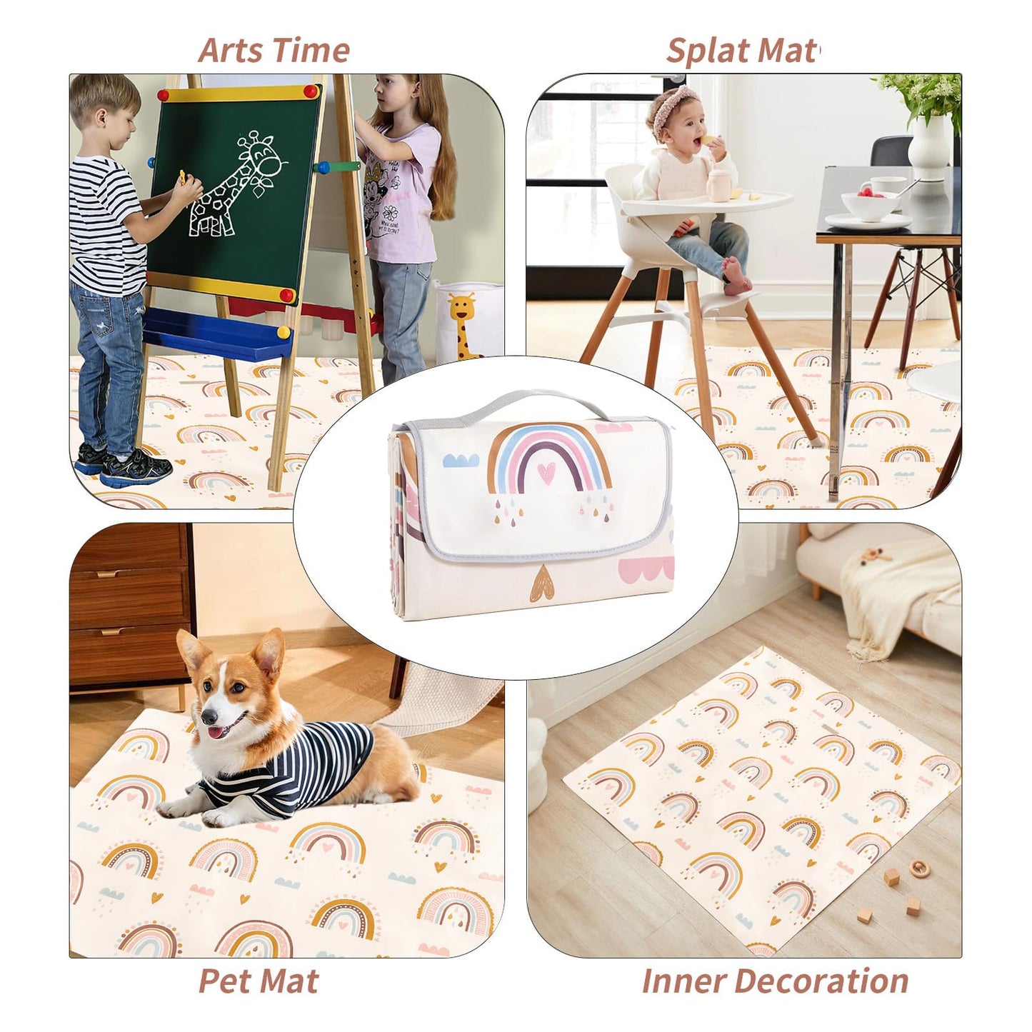 Insular Baby Splat Mat For Under High Chair/Arts/Crafts, Anti Slip And Waterproof Splash Mat For Floor, Portable Picnic Mat, 51X
