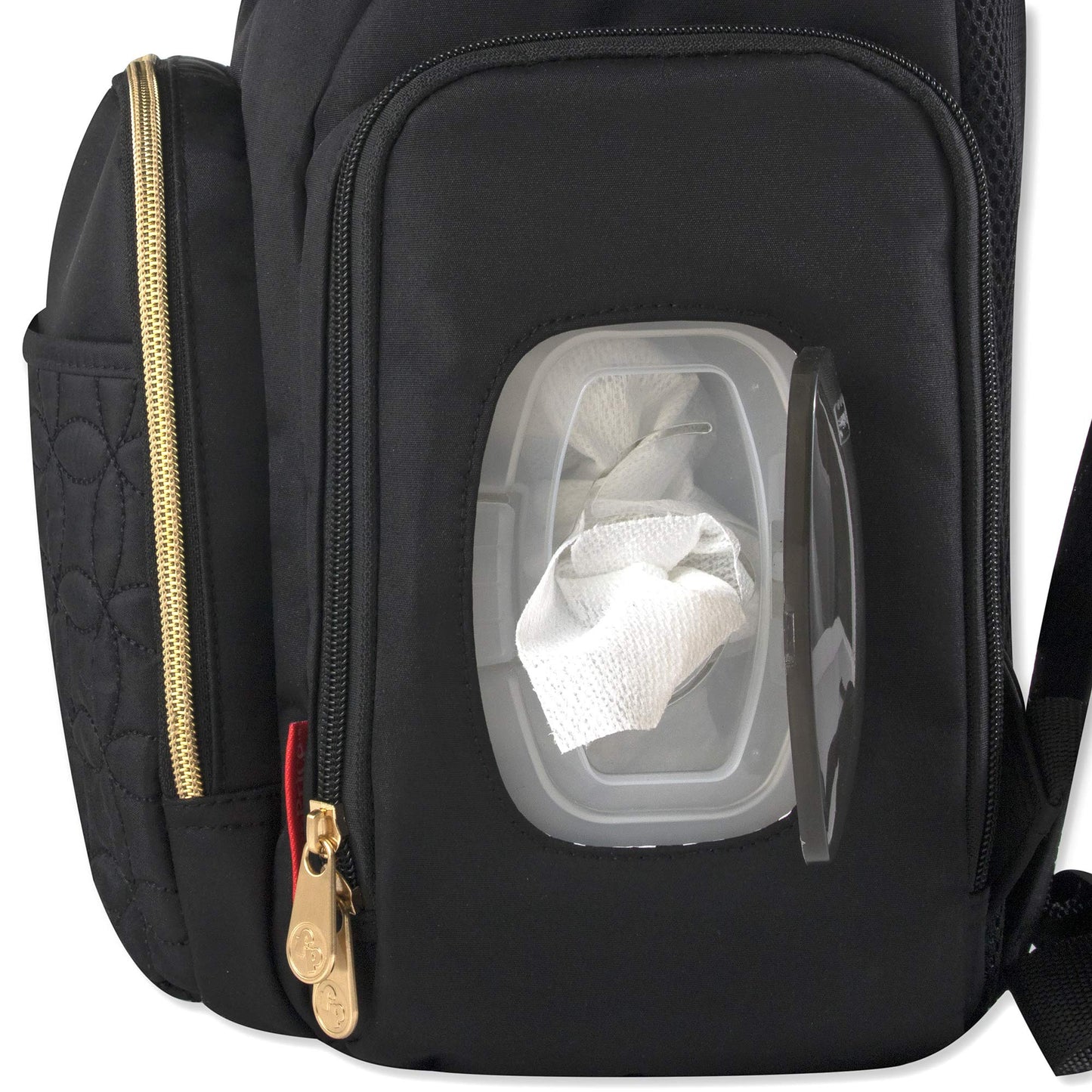 Modern Quilted Diaper Bag Backpack And Multipurpose Travel Drawstring Baby Bag - 3 Piece Set (Black)