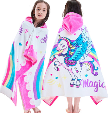 Voova & Movas Unicorn Towels With Hood Soft Thick Cotton For Age 3-10 Years | Absorbent Large Wrap| Cover Up | Perfect For Beach