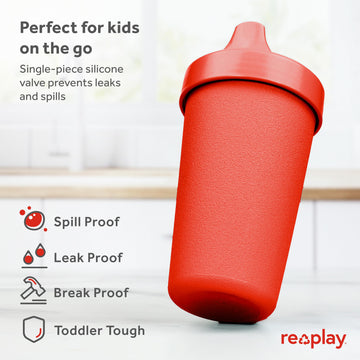 Re-Play Sippy Cups For Toddlers - 10 Oz. Reusable Spill Proof Cups For Kids, Dishwasher/Microwave Safe - Made In Usa - Set Of 6-
