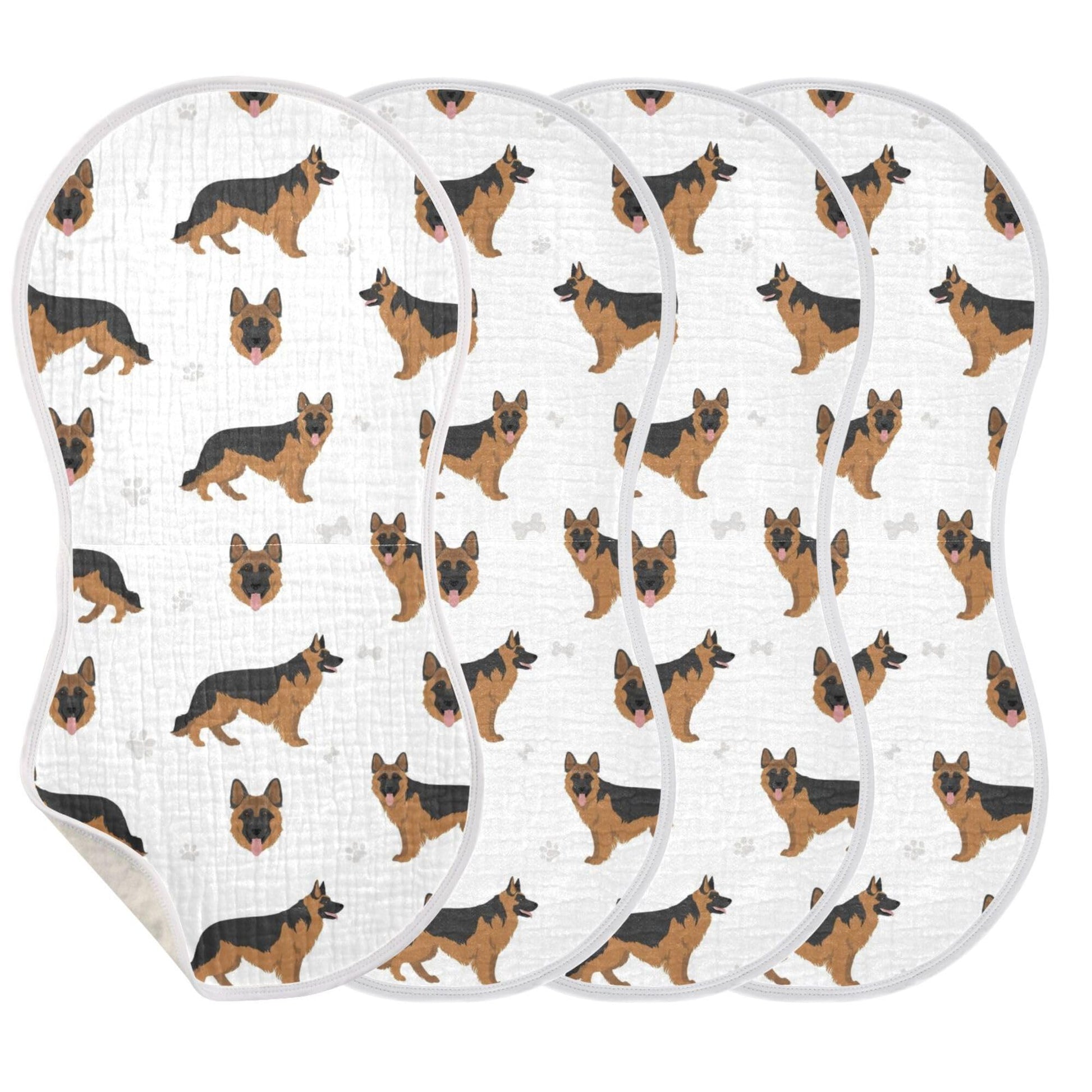 YYZZH German Shepherd Dog Muslin Burp Cloths for Baby 4 Pack Soft 100% Cotton Baby Washcloths Bibs for Boy Girl