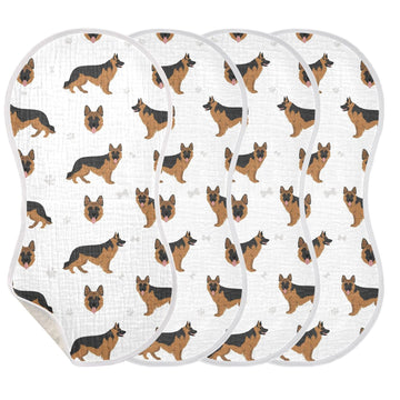 YYZZH German Shepherd Dog Muslin Burp Cloths for Baby 4 Pack Soft 100% Cotton Baby Washcloths Bibs for Boy Girl
