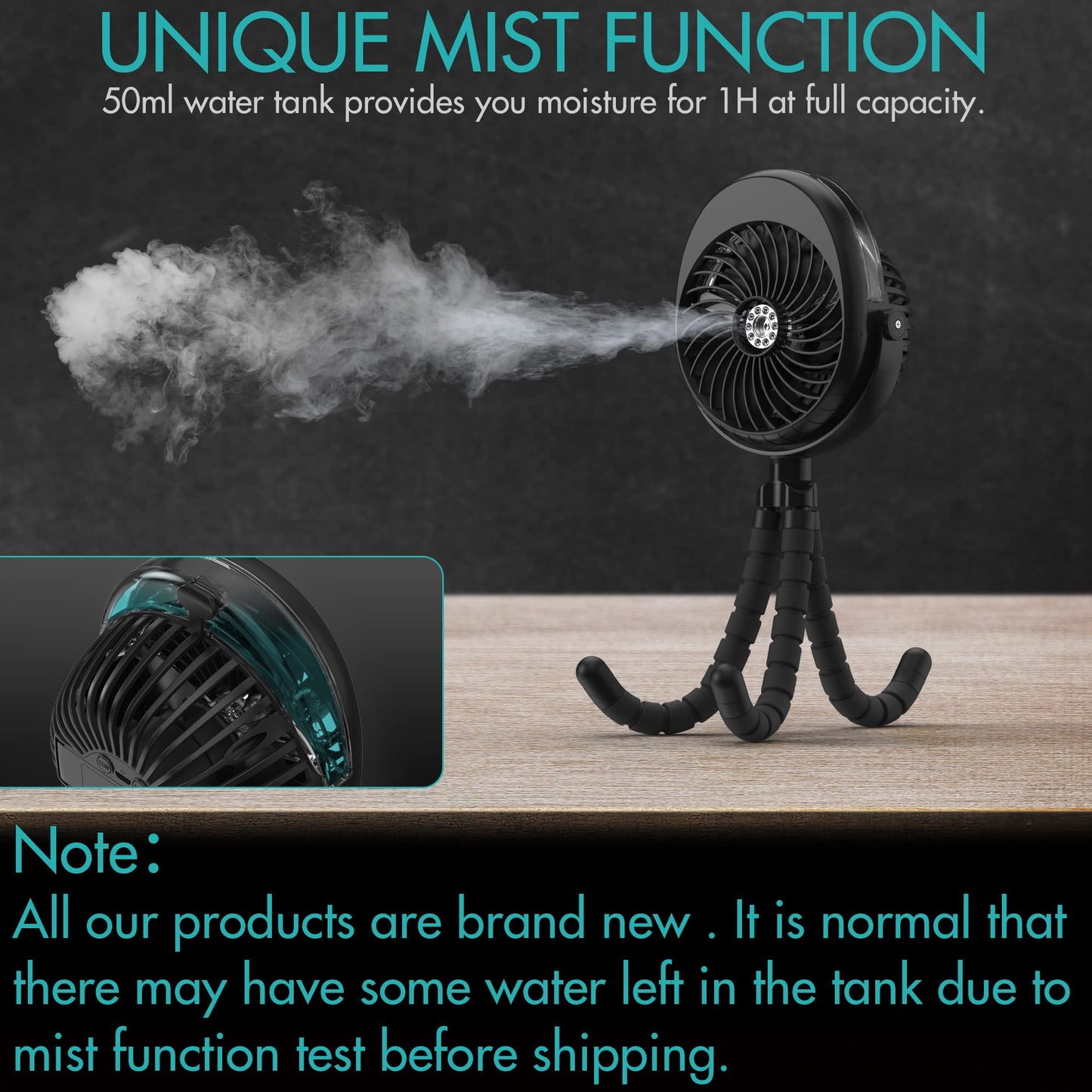 Comlife Misting Baby Stroller Fan, 270 & 360 Pivoting Portable Fan, Battery Operated Usb Fan, Handheld Misting Fan, With Flexibl