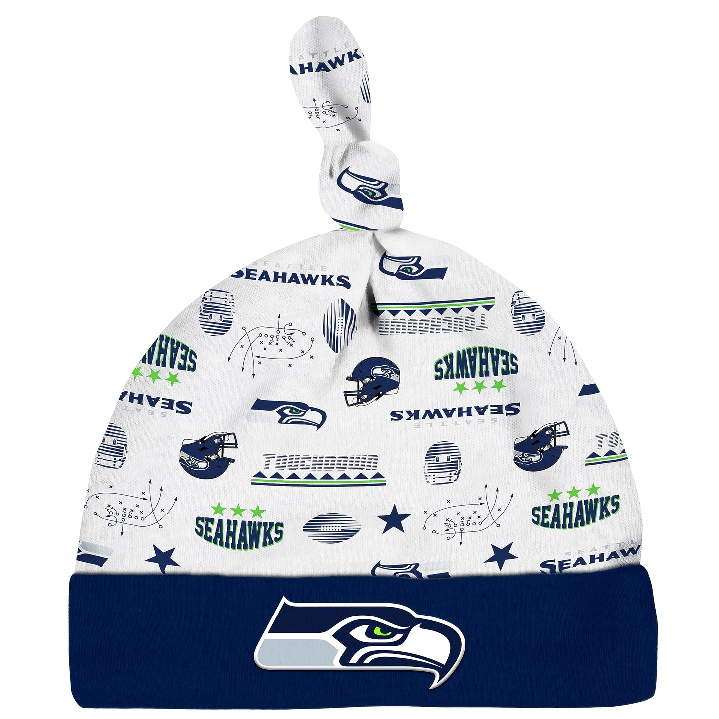 Gerber Nfl Seattle Seahawks 3 Pack Bodysuit Sleep N Play Footie Cap Registry Gift Set, Blue/White Seattle Seahawks, 0-3M