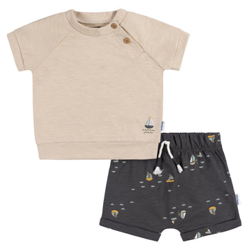 Gerber Baby Boys T-Shirt And Shorts Set, Sailboats, 3-6 Months