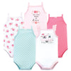 Hudson Baby Unisex Baby Cotton Sleeveless Bodysuits Pink Happy Camper, 3-6 Months