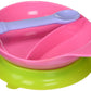 Elegant Baby Silicone Divided Suction Bowl And Spoon Set, Pink