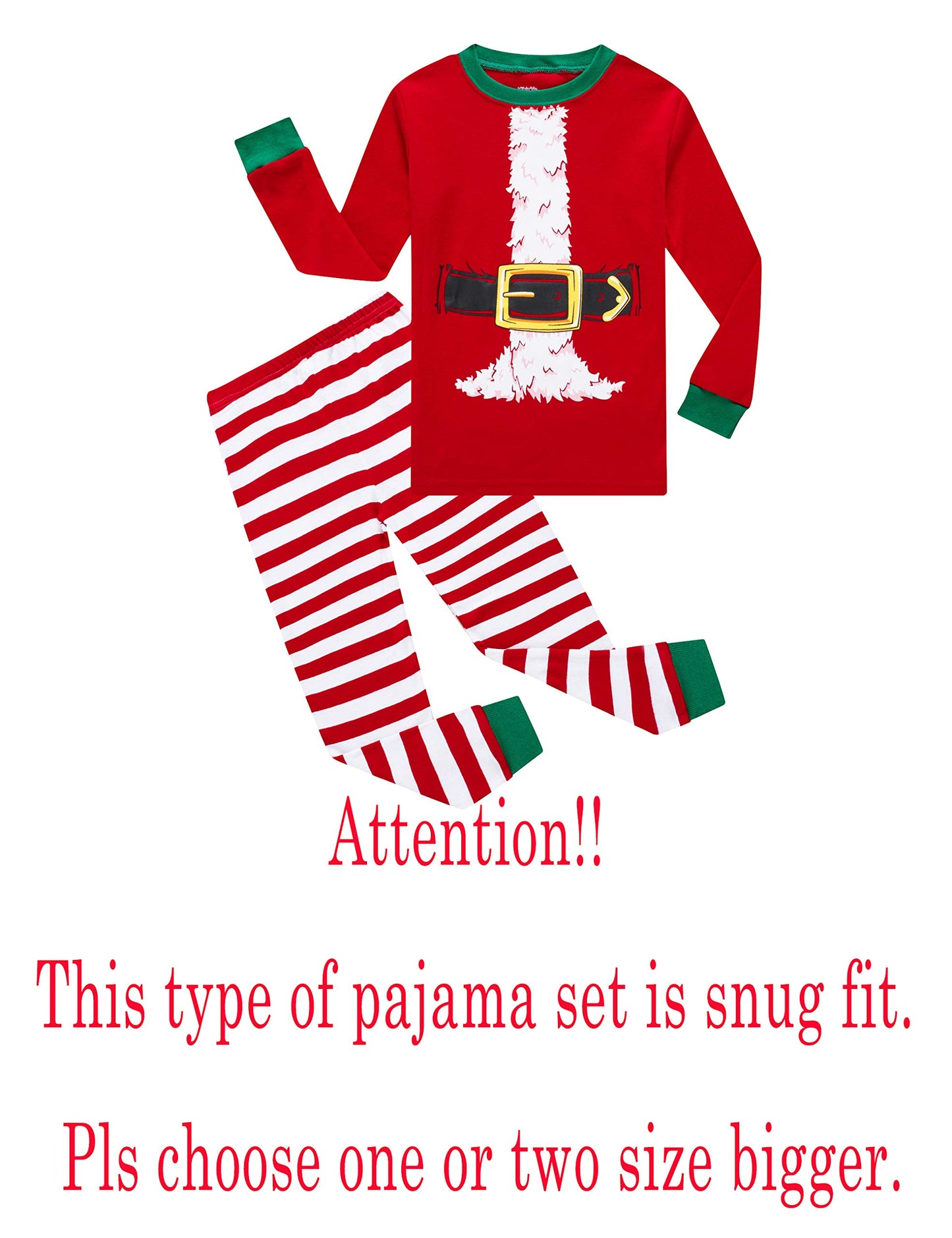 Kikizye Little Girls Boys Christmas Elf Pajamas Children Long Sleeve Cotton Pjs Toddler Xmas Jammies Size 4T