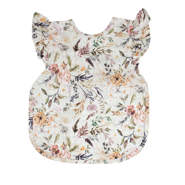Bapronbaby Flutter Delilah Floral Bapron - No Neck Tie Safer Bib For Baby & Toddler - Soft Waterproof Stain Resistant - Machine