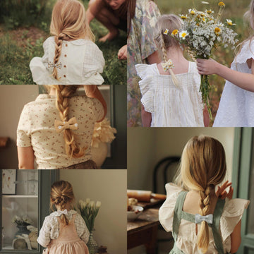 Baby Toddler Girls Hair Ties With Linen Bows Embroidered Flower,20 Pcs No Damage Elastic Nylon Hair Bands Ponytail Holders,Small