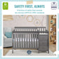 Dream On Me Jayden 4-In-1 Mini Convertible Crib And Changer In Storm Grey, Greenguard Gold Certified, Non-Toxic Finish, New Zeal
