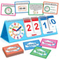Torlam Learning Clock Flip Chart Colorful Analog & Digital Telling Time Teaching Clock for Kids, Math Manipulatives 1st 2nd Grad