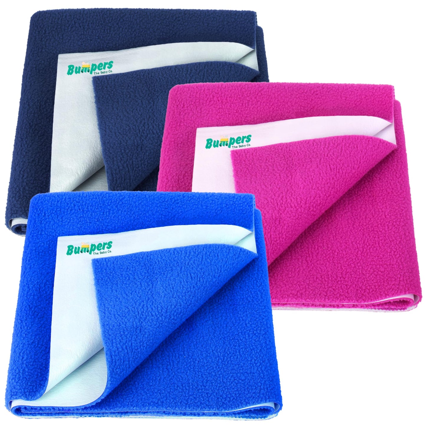 Bumpers AntiPiling Quick Dry & Absorbent Sheet Polycotton Baby Bed Protecting Waterproof Mat (Royal Blue, Rani Pink, Dark Blue,
