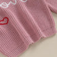 Baby Girl Valentines Day Outfit Love Heart Sweet Long Sleeve Sweater Tshirt Crewneck Tops Fall Winter Clothes (C-Red, 9-12 Month